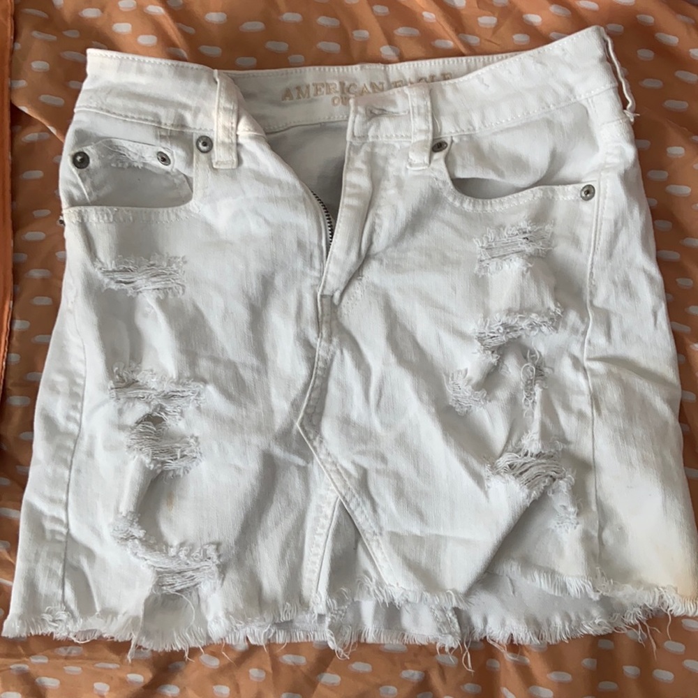 White Denim Mini Skirt